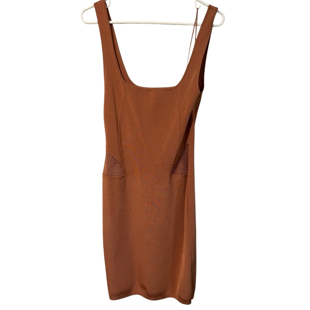 Zara Rust Brown Scoop-Neck Slip Dress
